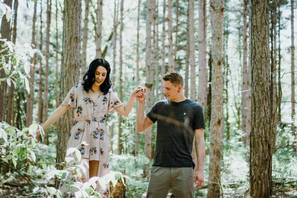 Couple about to have sex in the woods