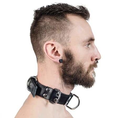 Mister B Leather Slave Collar 4 D-Rings Black